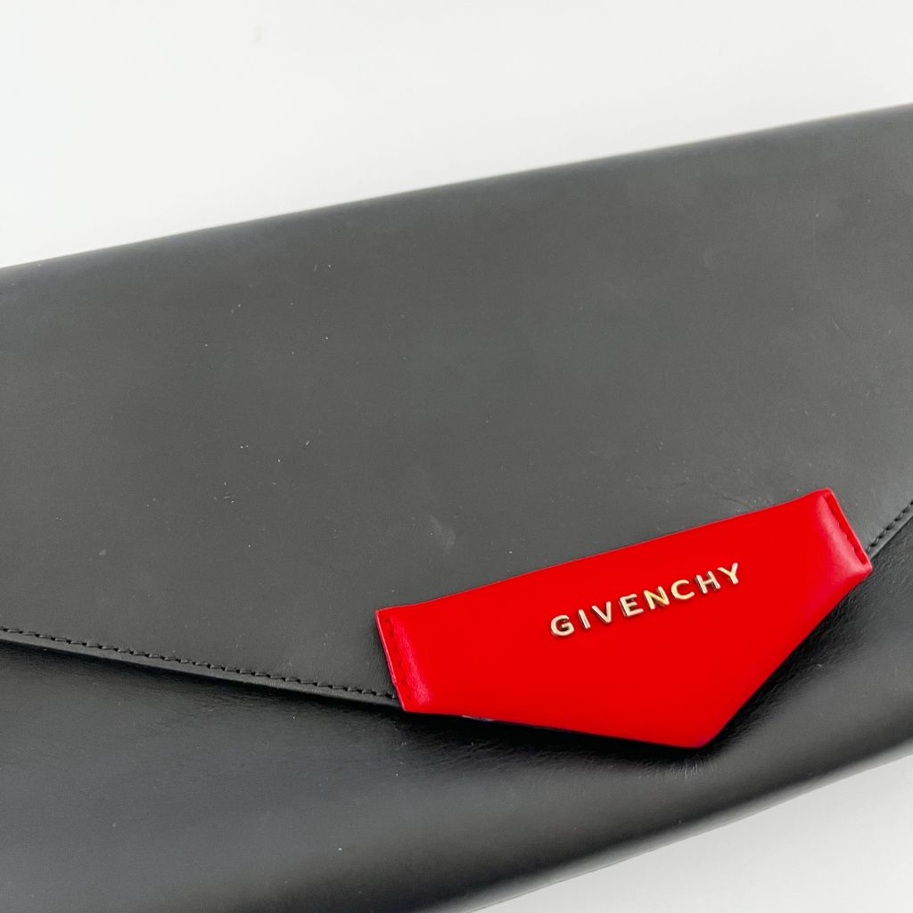 Givenchy black leather envelope flap clutch