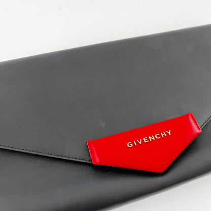 Givenchy black leather envelope flap clutch