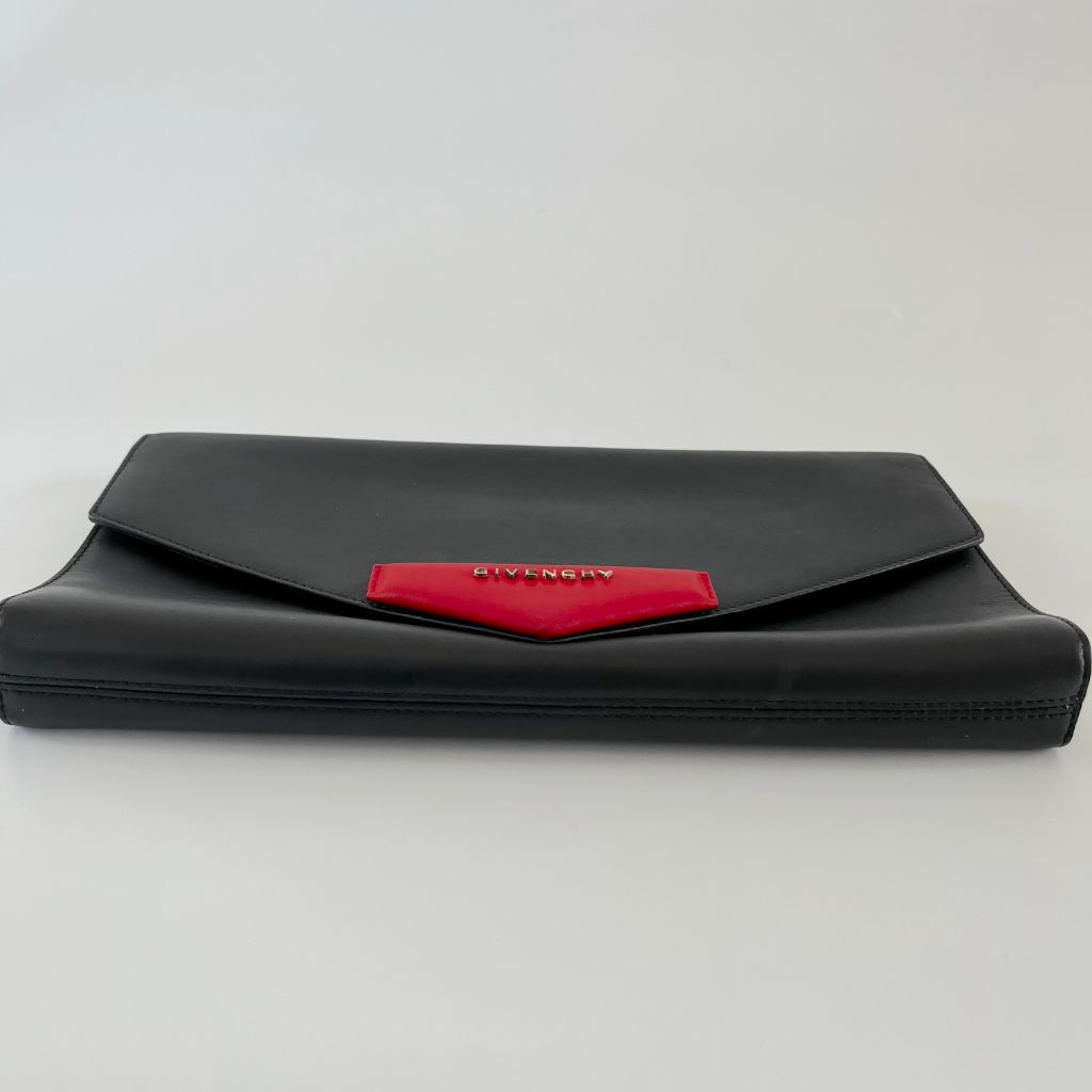 Givenchy black leather envelope flap clutch