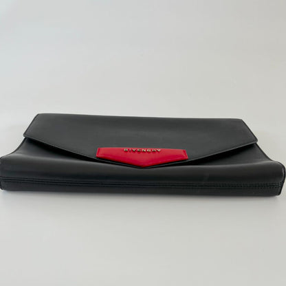 Givenchy black leather envelope flap clutch