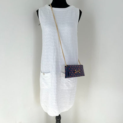 Gucci 1955 Horsebit Polka-Dot Leather Wallet on Chain