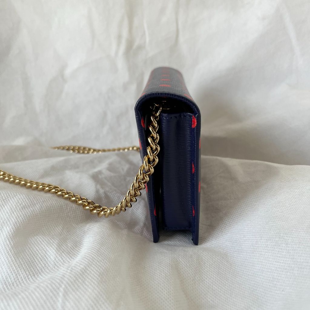 Gucci 1955 Horsebit Polka-Dot Leather Wallet on Chain