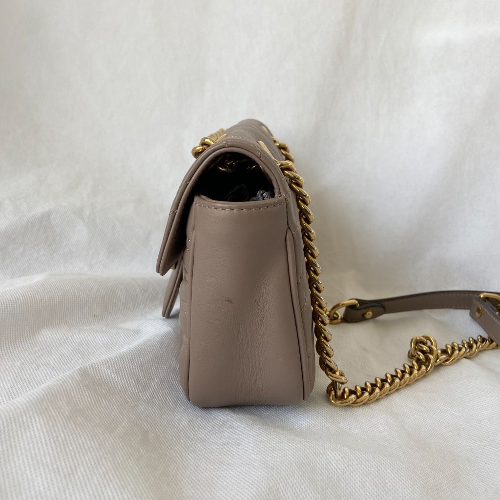 Gucci Beige GG Marmont Mini Matelasse shoulder bag