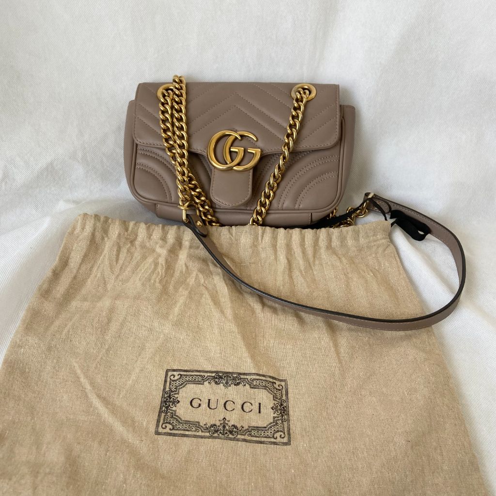 Gucci Beige GG Marmont Mini Matelasse shoulder bag