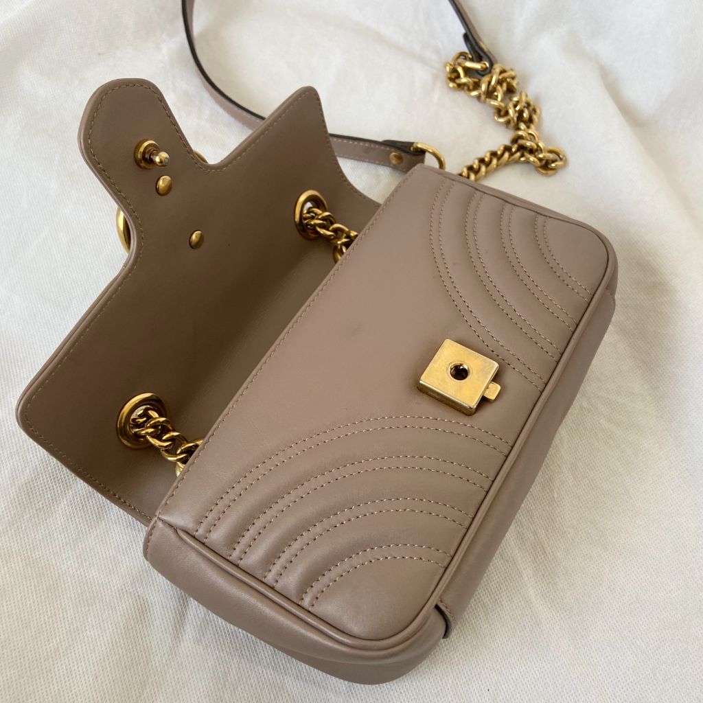 Gucci Beige GG Marmont Mini Matelasse shoulder bag
