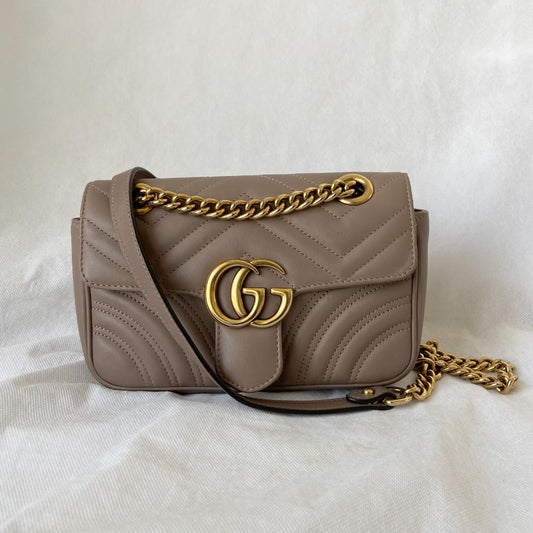 Gucci Beige GG Marmont Mini Matelasse shoulder bag