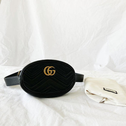 Gucci Black GG Marmont 2.0 Belt Bag