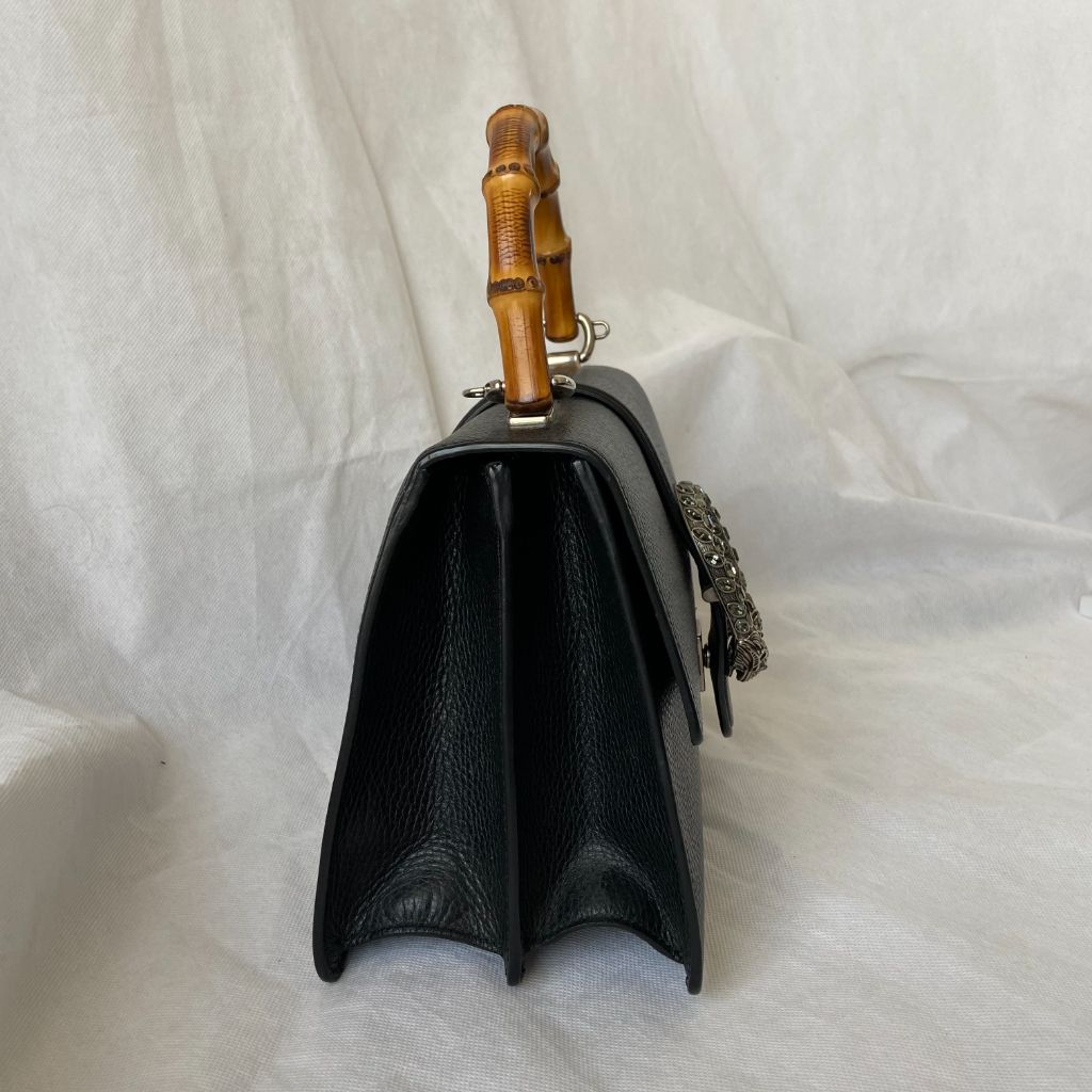 Gucci black Medium Dionysus bamboo top handle bag