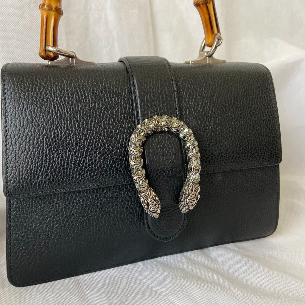 Gucci black Medium Dionysus bamboo top handle bag