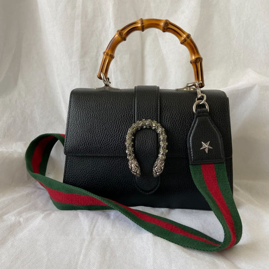 Gucci black Medium Dionysus bamboo top handle bag