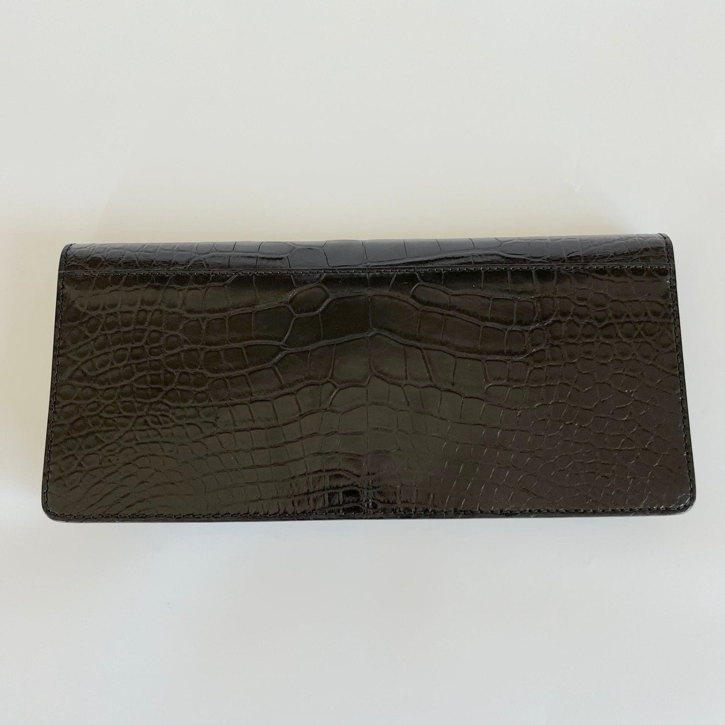 Gucci Brown Crocodile 1973 Flap Long Clutch