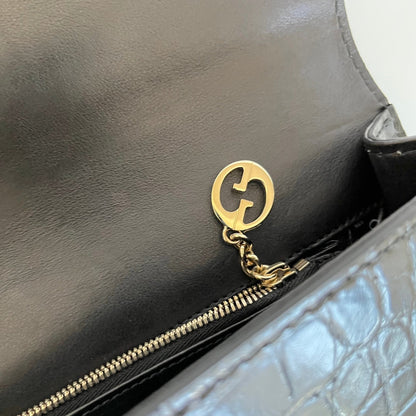 Gucci Brown Crocodile 1973 Flap Long Clutch