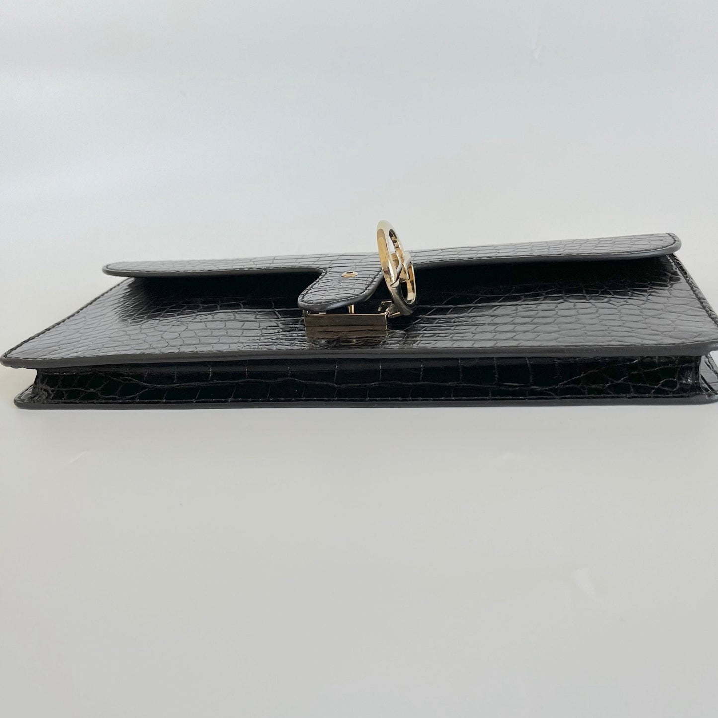 Gucci Brown Crocodile 1973 Flap Long Clutch