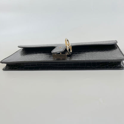 Gucci Brown Crocodile 1973 Flap Long Clutch
