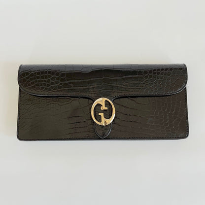 Gucci Brown Crocodile 1973 Flap Long Clutch