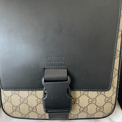 Gucci Buckle Flap Messenger Bag GG Coated Canvas with Leather