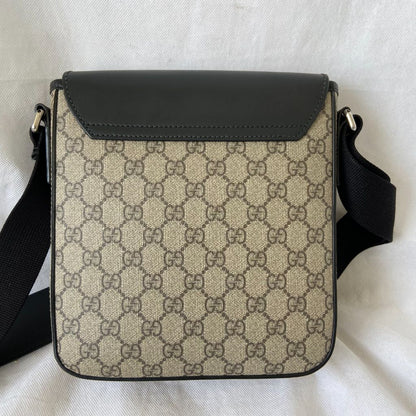Gucci Buckle Flap Messenger Bag GG Coated Canvas with Leather