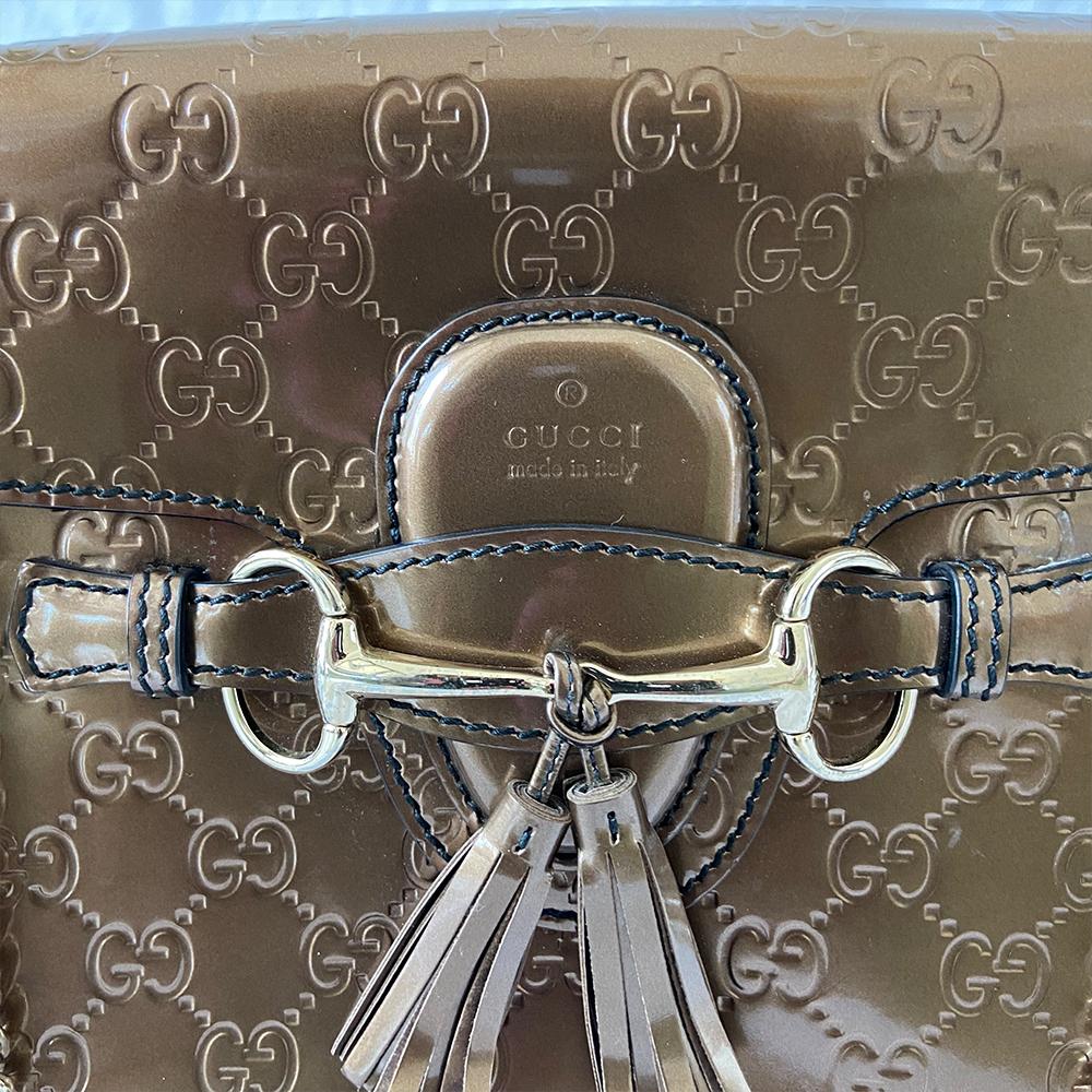 Gucci Emily Bronze Patent Leather Medium Bag