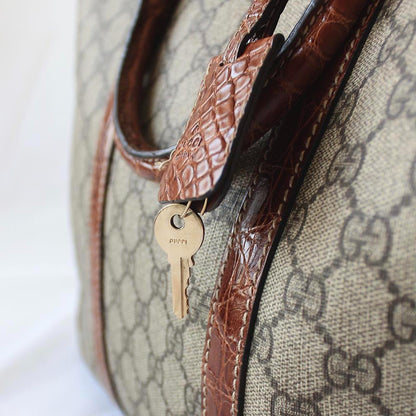 Gucci Guccisima briefcase bag with brown crocodile leather trim