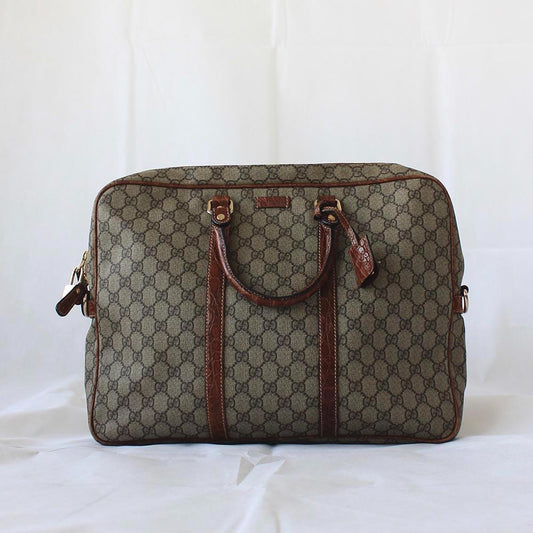 Gucci Guccisima briefcase bag with brown crocodile leather trim