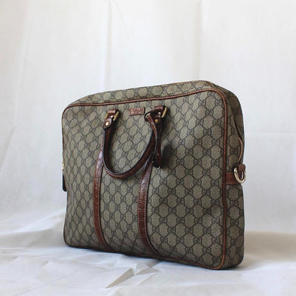 Gucci Guccisima briefcase bag with brown crocodile leather trim