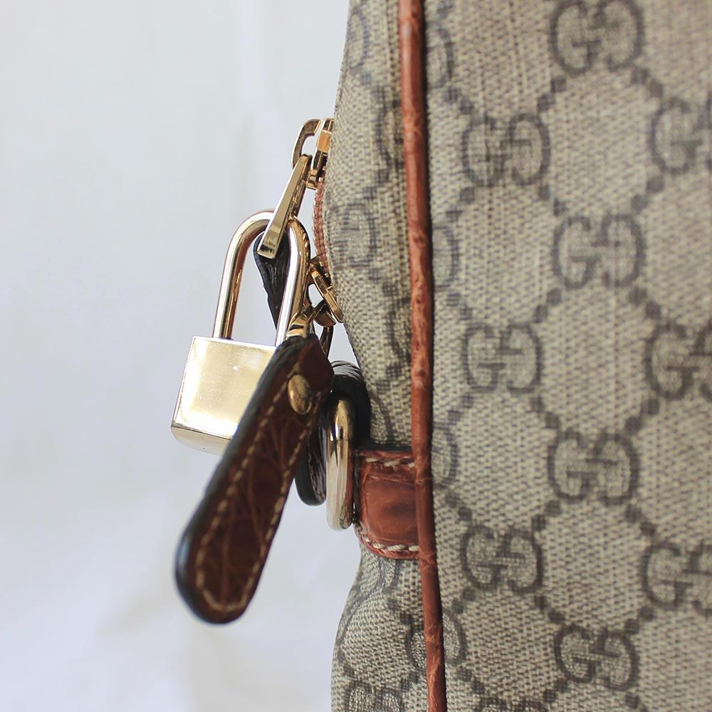 Gucci Guccisima briefcase bag with brown crocodile leather trim