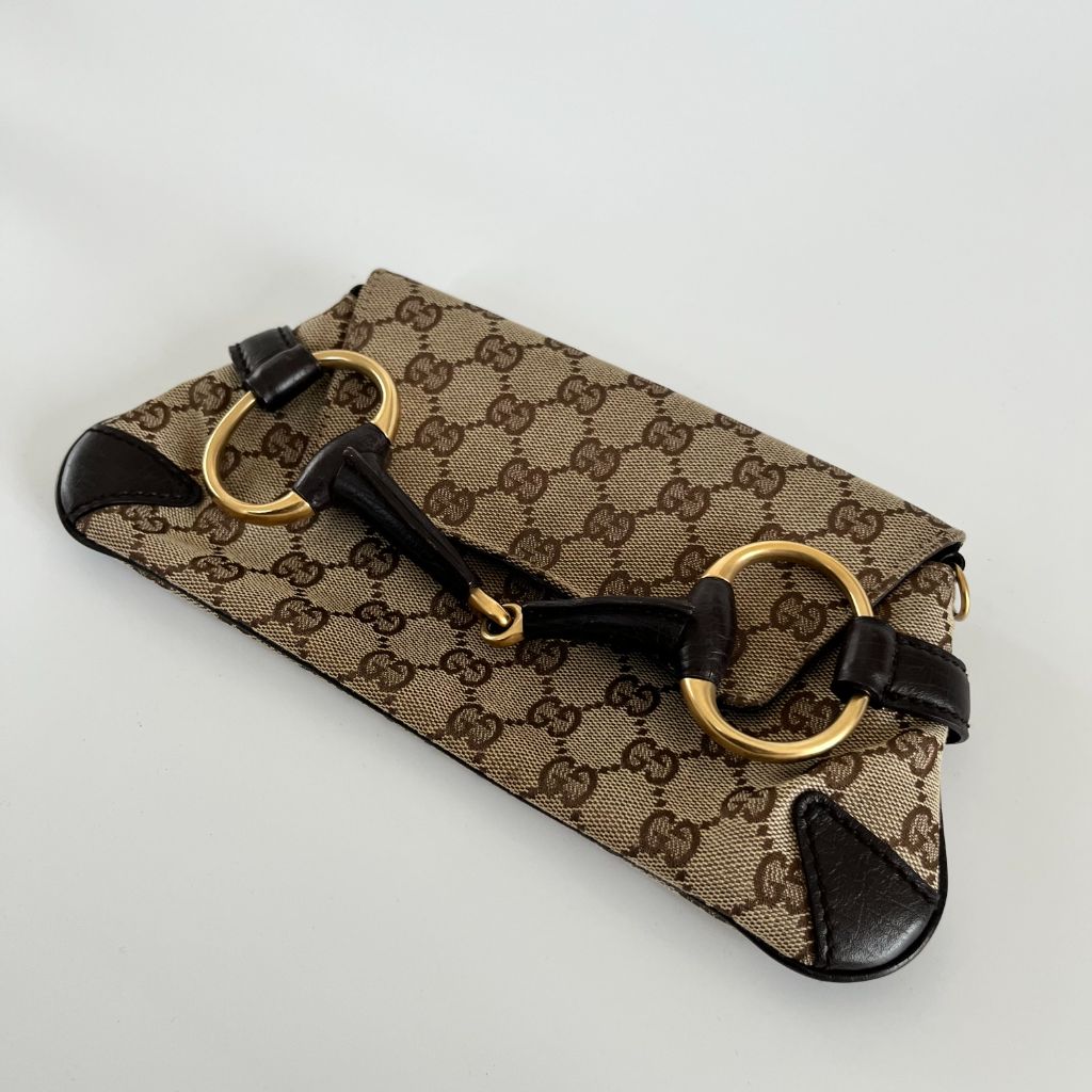 Gucci Guccissima print horsebit flap clutch