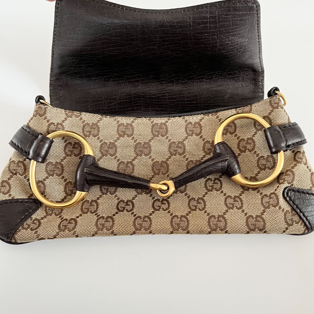Gucci Guccissima print horsebit flap clutch