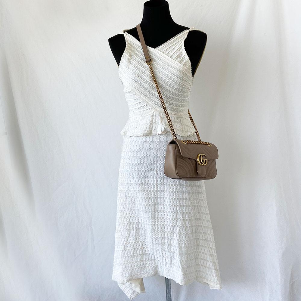 Gucci mini dusty pink GG marmont 2.0 shoulder bag matelasse