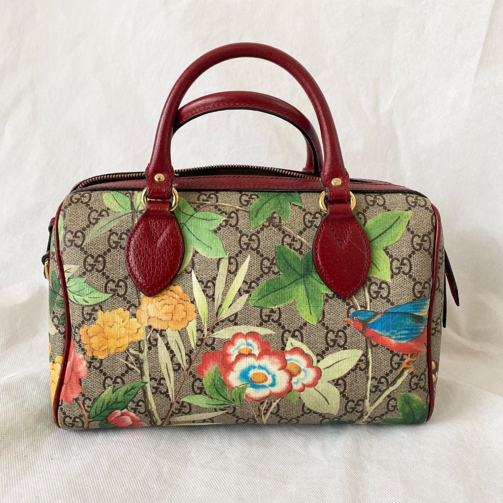Gucci Multicolor GG Blooms Supreme Canvas and Leather Boston Bag