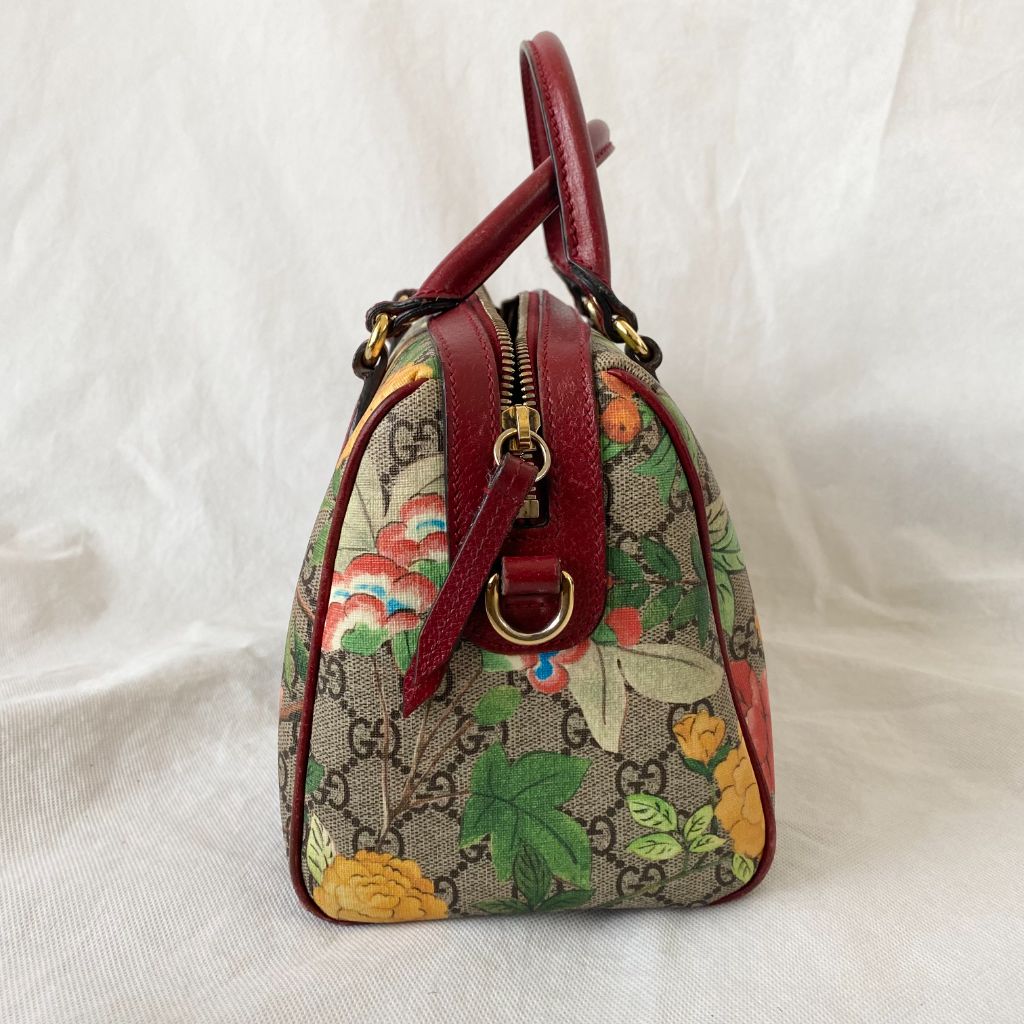 Gucci Multicolor GG Blooms Supreme Canvas and Leather Boston Bag