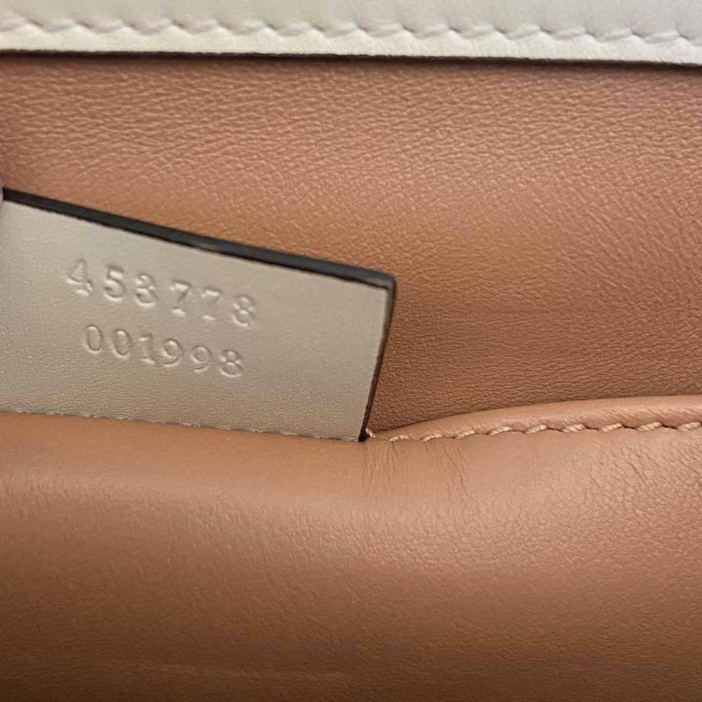 Gucci Off White Leather Broadway Pearly Bee Shoulder Bag