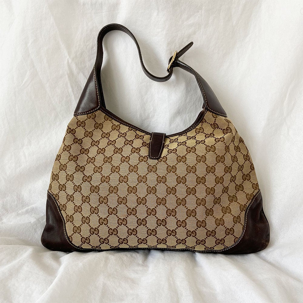 Gucci Web Jackie O Bouvier Hobo GG Canvas Bag