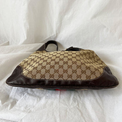 Gucci Web Jackie O Bouvier Hobo GG Canvas Bag