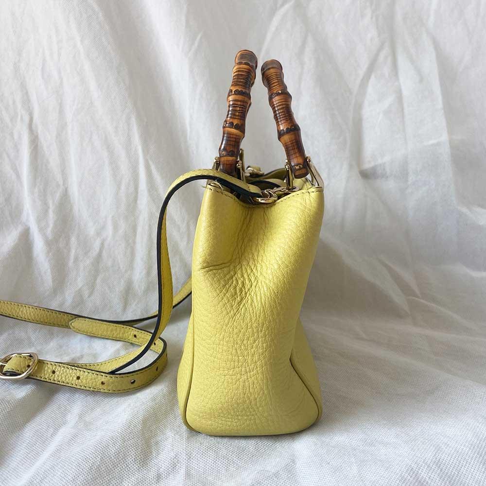 Gucci yellow bamboo handle shopper tote bag