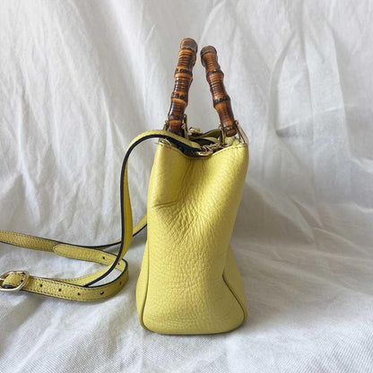 Gucci yellow bamboo handle shopper tote bag