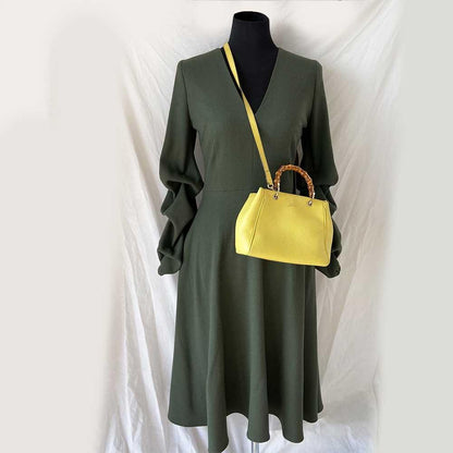 Gucci yellow bamboo handle shopper tote bag