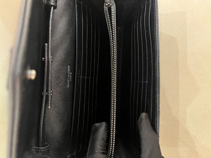 Saint Laurent CLASSIC CASSANDRE CHAIN WALLET IN GRAIN DE POUDRE LEATHER
