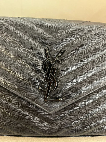 Saint Laurent CLASSIC CASSANDRE CHAIN WALLET IN GRAIN DE POUDRE LEATHER