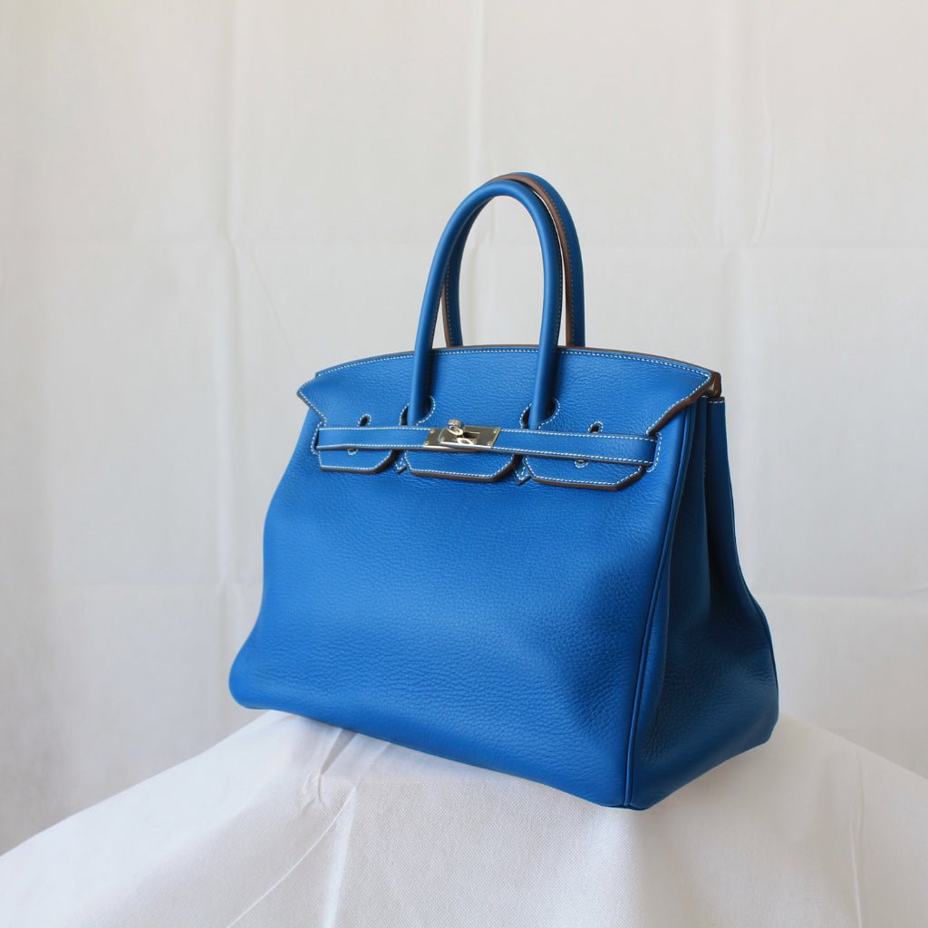 Hermes Birkin Handbag 35 cm "Eclat" in blue bull leather Mykonos