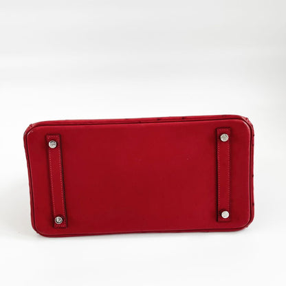Hermes Birkin Rouge Red Vif Ostrich with Palladium Hardware