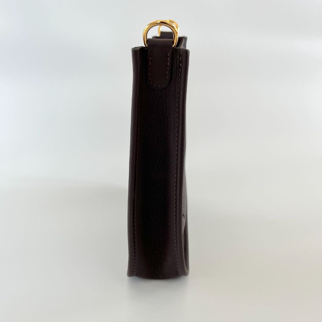 Hermès Chocolate Clemence Leather Evelyn TPM bag