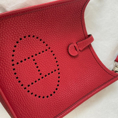 Hermes Red Clemence Leather Evelyne TPM Bag