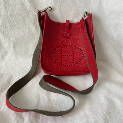 Hermes Red Clemence Leather Evelyne TPM Bag