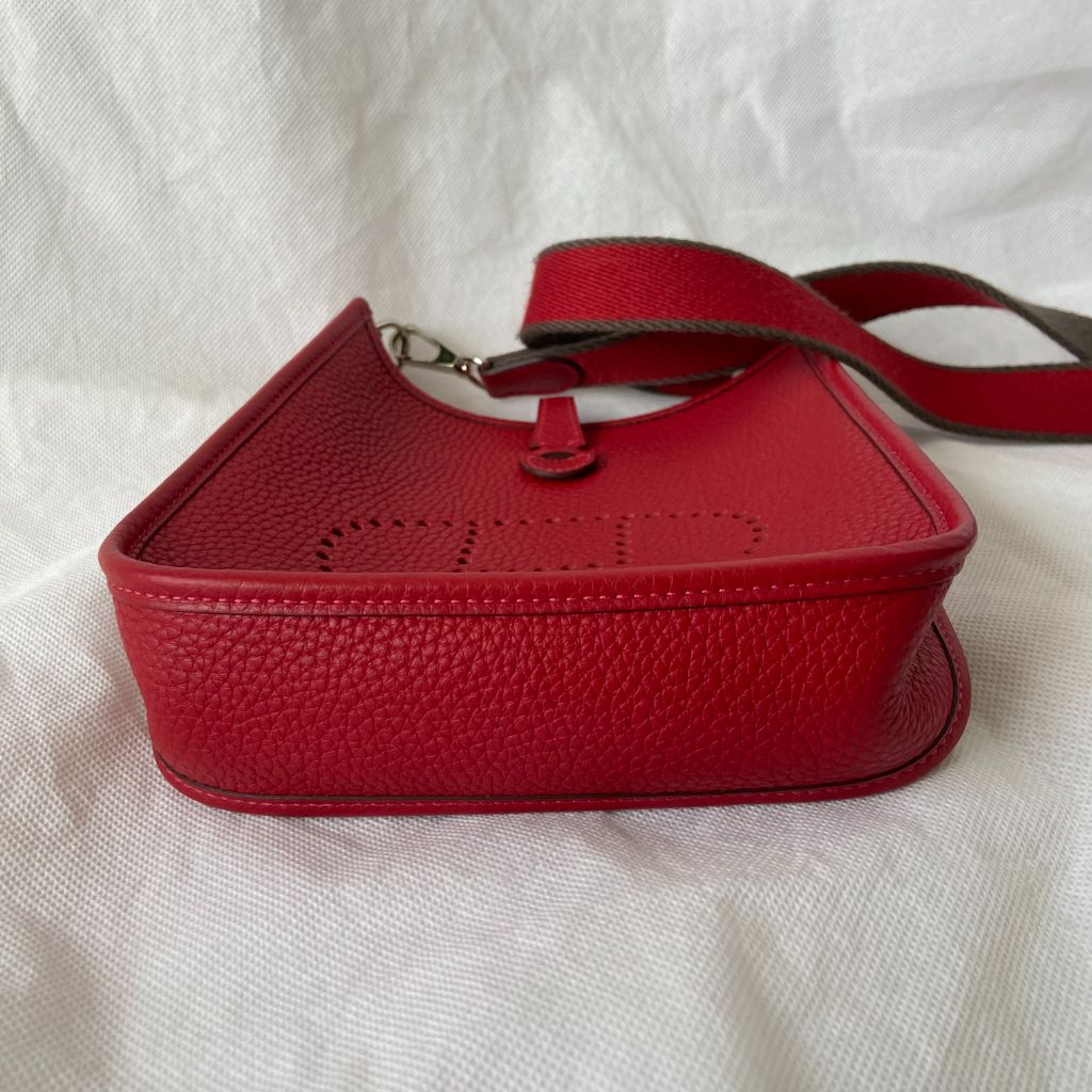 Hermes Red Clemence Leather Evelyne TPM Bag