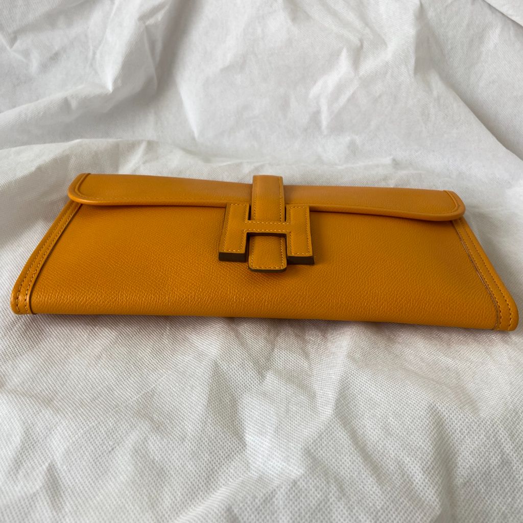 Hermes  Jaune Epsom Leather Elan Jige 29 Clutch