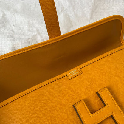 Hermes  Jaune Epsom Leather Elan Jige 29 Clutch