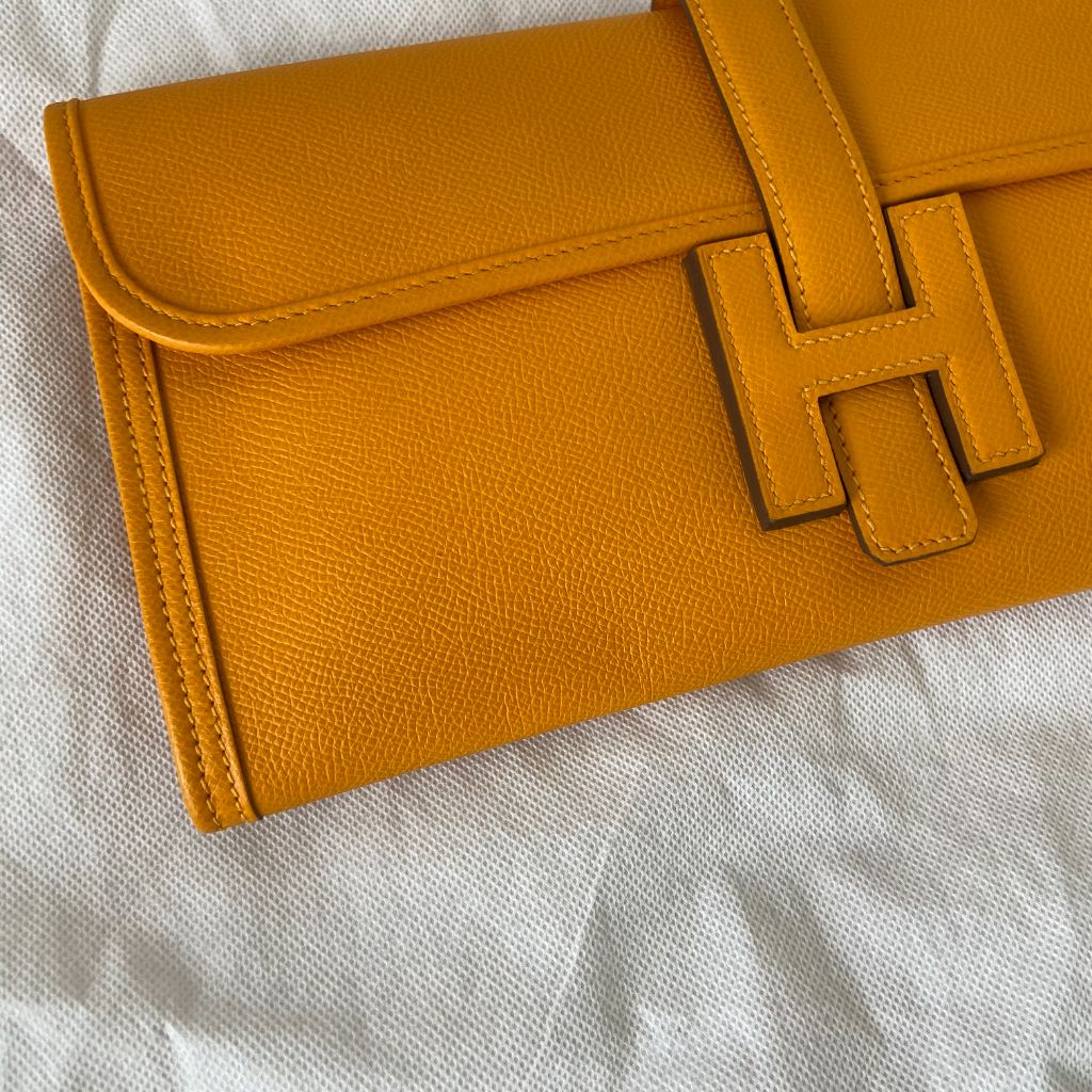 Hermes  Jaune Epsom Leather Elan Jige 29 Clutch