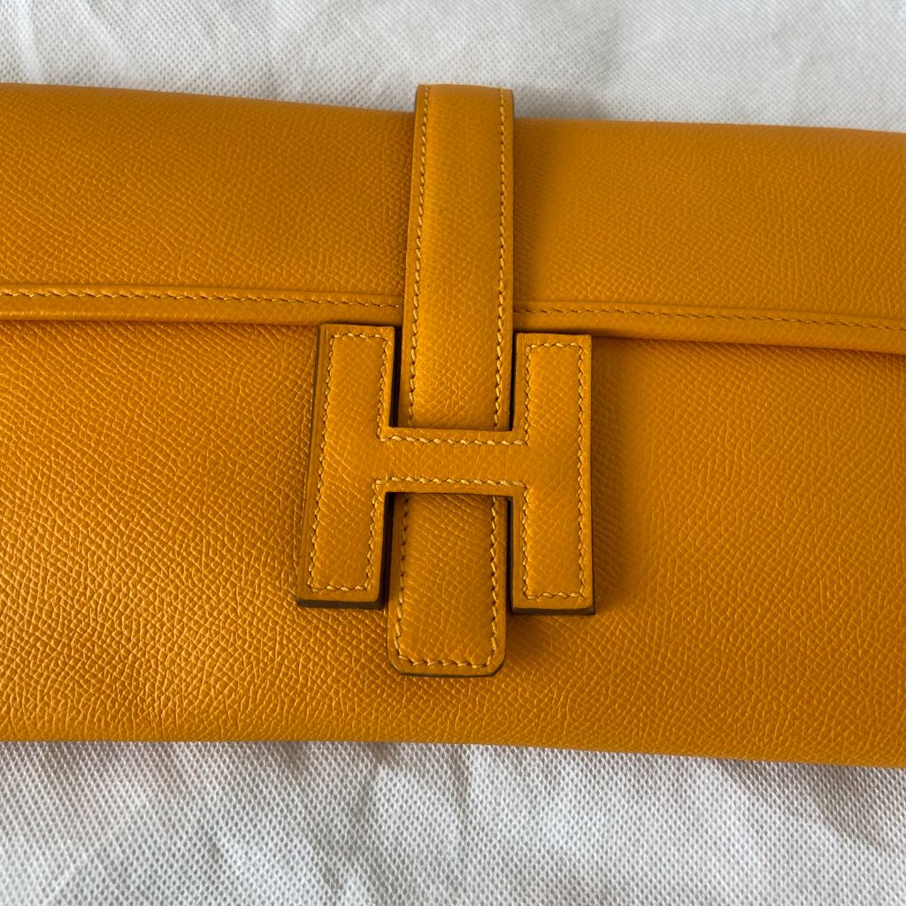 Hermes  Jaune Epsom Leather Elan Jige 29 Clutch