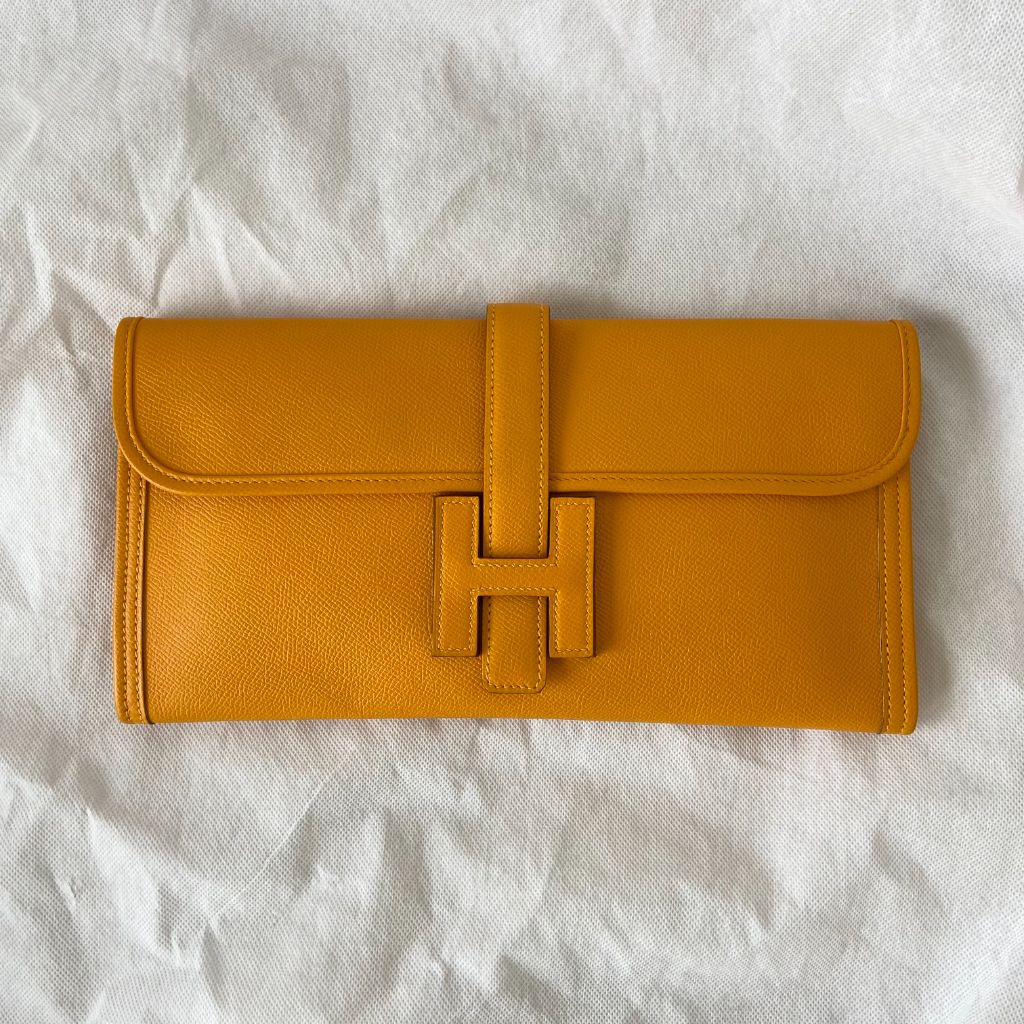 Hermes  Jaune Epsom Leather Elan Jige 29 Clutch